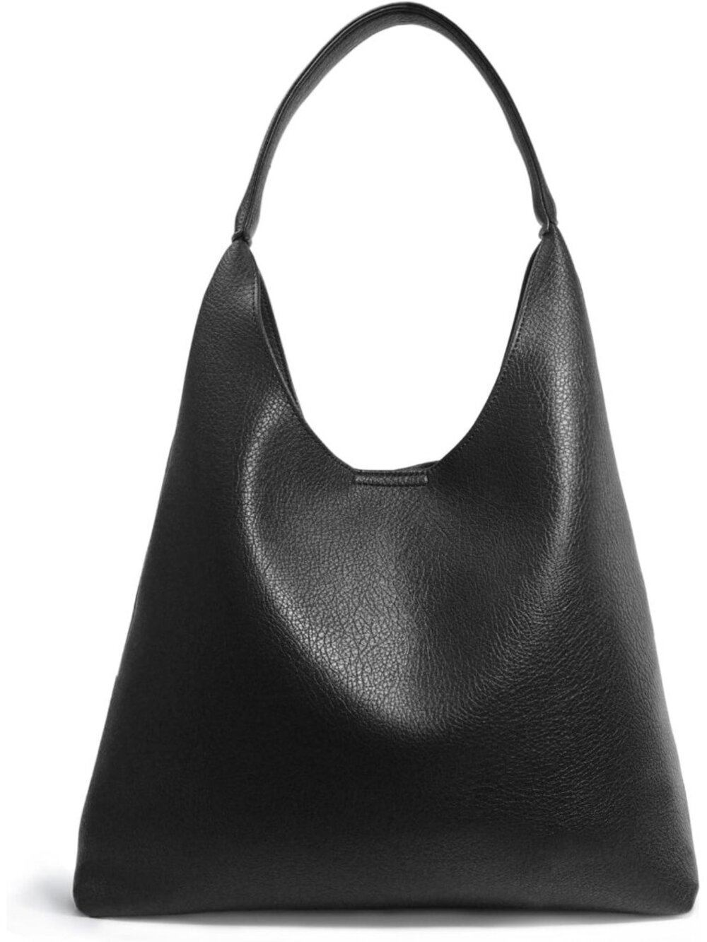 Women's Black Soft Vegan Leather Hobo Shoulder Bag Slouchy Tote Purse
